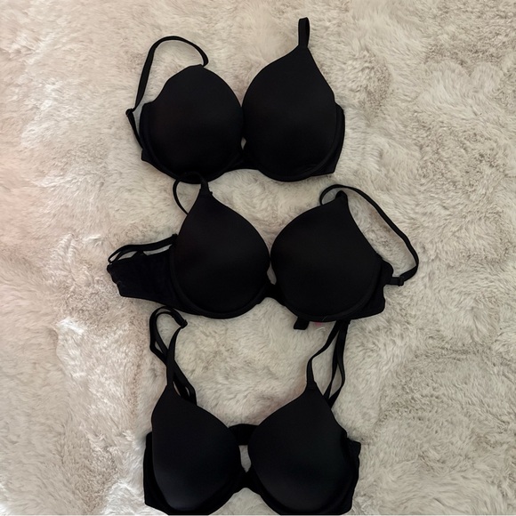 PINK Victoria's Secret Other - Lot X 3 Victoria Secret Lightly Lined Bra 32D Underwire Satin Padded Convertible